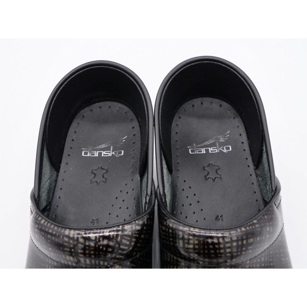 Dansko Original Professional Womens 11 Clogs Black Metallic Patent Leather Shoe - Picture 8 of 11